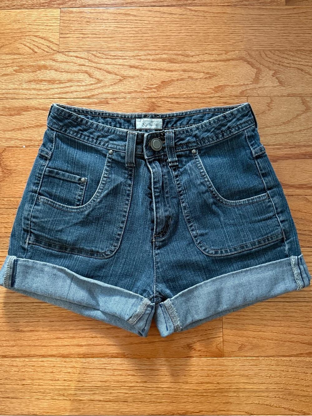 Christopher & Banks Dark Blue Rolled-Cuff Denim Shorts